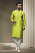 Raivat Ethnic Jacquard Silk Brocade Pintux Work Kurta Pajama In Mint Green Colour | Grocsy