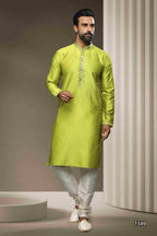 Raivat Ethnic Jacquard Silk Brocade Pintux Work Kurta Pajama In Mint Green Colour | Grocsy