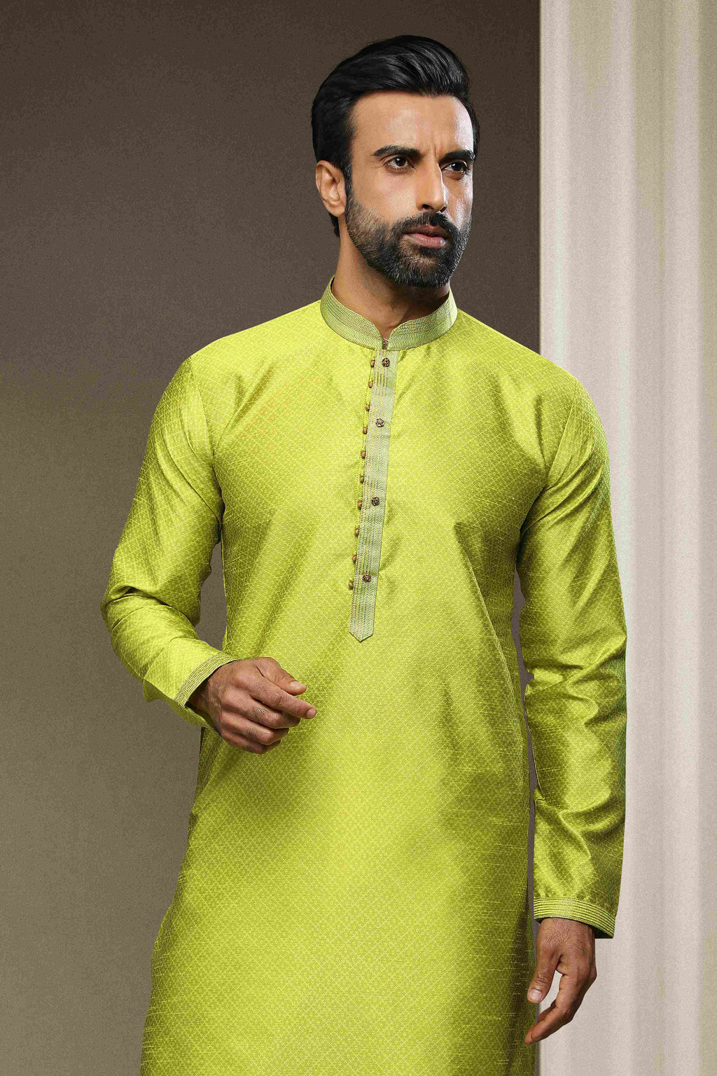 Raivat Ethnic Jacquard Silk Brocade Pintux Work Kurta Pajama In Mint Green Colour | Grocsy