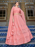 Myra Pink Georgette Embroidered Designer Lehenga Choli | Grocsy