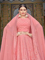 Myra Pink Georgette Embroidered Designer Lehenga Choli | Grocsy