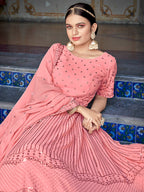 Myra Pink Georgette Embroidered Designer Lehenga Choli | Grocsy
