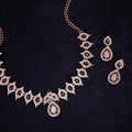 Tehzeeb Creations Shimmering Rose Gold Polished Ad Studded Necklace Jewellery Set With Matching Earrings For Women And Girls | Grocsy