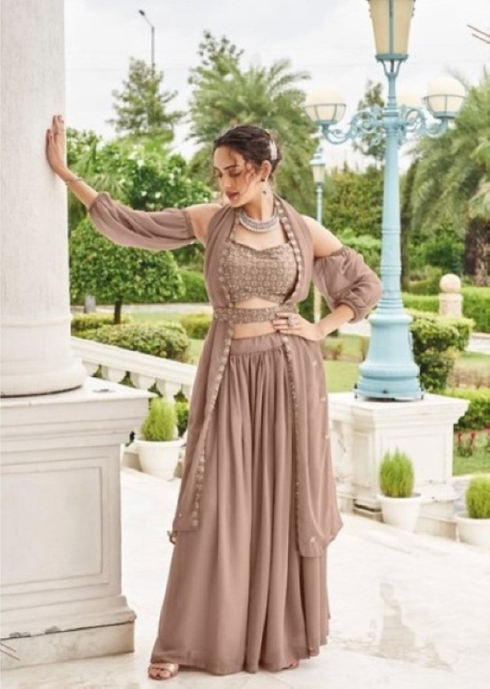 Anaita Chiku Georgette Lehenga Choli With Sequence & Thread Work | Grocsy