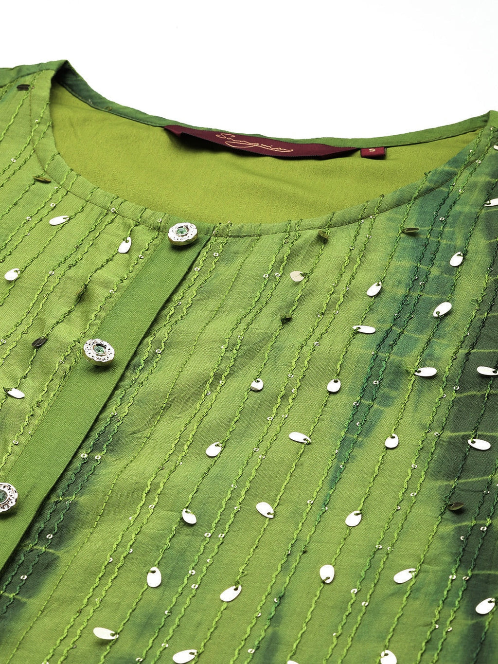Sangria Women Dyed Regular Sequinned Kurta with Trousers | Grocsy