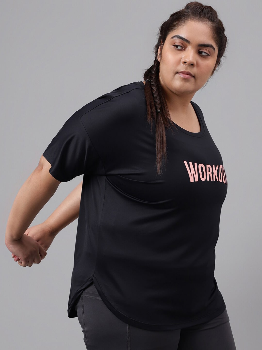 MKH Plus Size Typography Printed Dri-FIT T-shirt | Grocsy