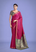 Monjolika Fashion Charming Rani Pink Color Silk Golden Zari Woven Ceremony Saree | Grocsy