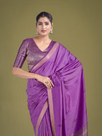 Monjolika Fashion Charming Lavender Color Silk Golden Zari Woven Ceremony Saree | Grocsy