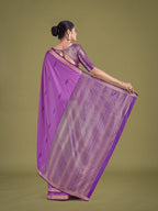 Monjolika Fashion Charming Lavender Color Silk Golden Zari Woven Ceremony Saree | Grocsy
