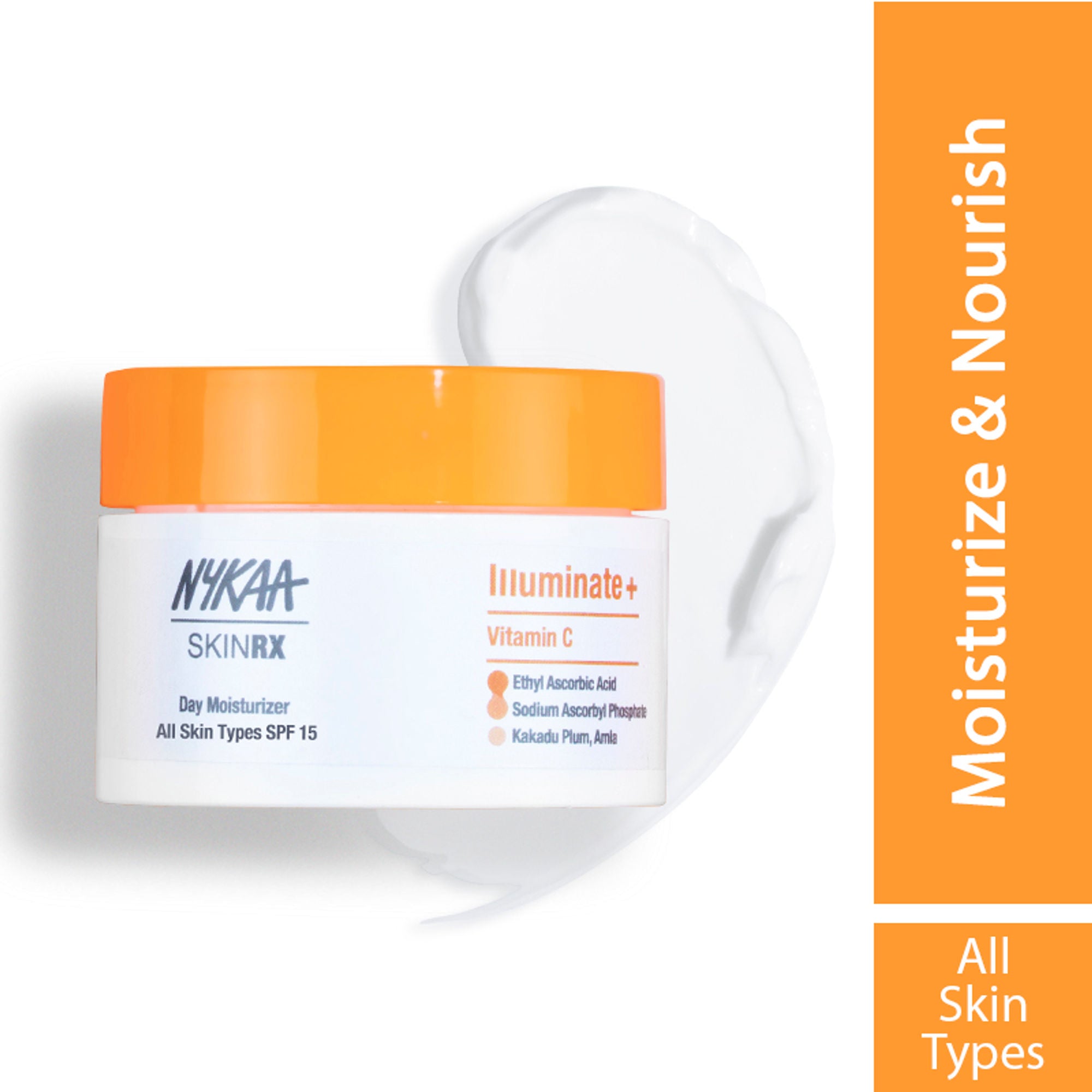 Nykaa SkinRX Illuminate+ Vitamin C Day Moisturizer SPF 15 for Radiant, Hydrated Normal to Dry Skin | Grocsy