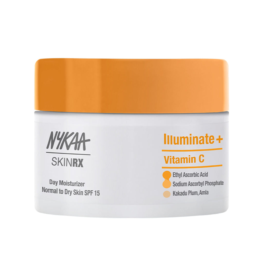 Nykaa SkinRX Illuminate+ Vitamin C Day Moisturizer SPF 15 for Radiant, Hydrated Normal to Dry Skin | Grocsy