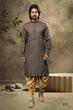 Raivat Ethnic Cotton Digital Print Mirror Work Kurta Pajama In Black Colour | Grocsy