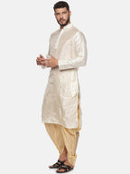 Sethukrishna Men Cream-Coloured Kurti with Dhoti Pants | Grocsy