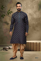 Raivat Ethnic Cotton Digital Print Mirror Work Kurta Pajama In Blue Colour | Grocsy
