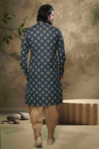 Raivat Ethnic Cotton Digital Print Mirror Work Kurta Pajama In Blue Colour | Grocsy