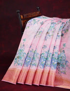 Shades of Baby Pink Colour Printed Semi Chanderi Saree By Gayathri Reddy Designer Studio | Grocsy