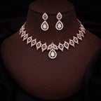 Tehzeeb Creations Sea Green Colour Ad Studded Necklace Jewellery Set With Matching Earrings For Women And Girls | Grocsy