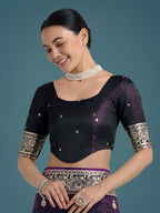 Monjolika Fashion Purple Banarasi Satin Silk Saree with Intricate Zari Work with Rich Weaving Pattern | Grocsy