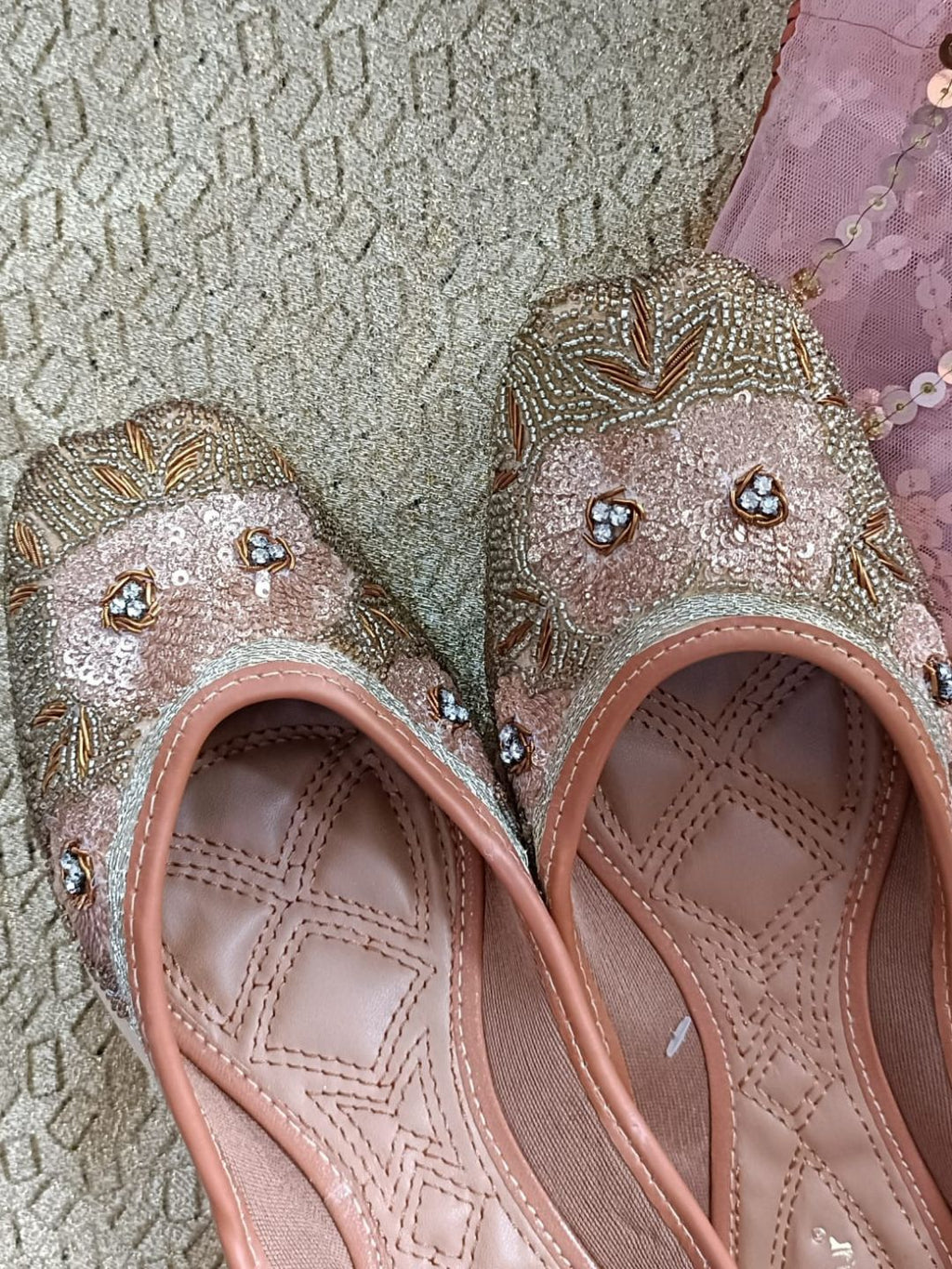 Desi Colour Women Indian Ethnic Footwear-Party Collection - Gold Pearl | Grocsy