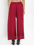 PAVONINE Maroon Color Aari Work Minar Design Rayon Fabric Shrarara | Grocsy