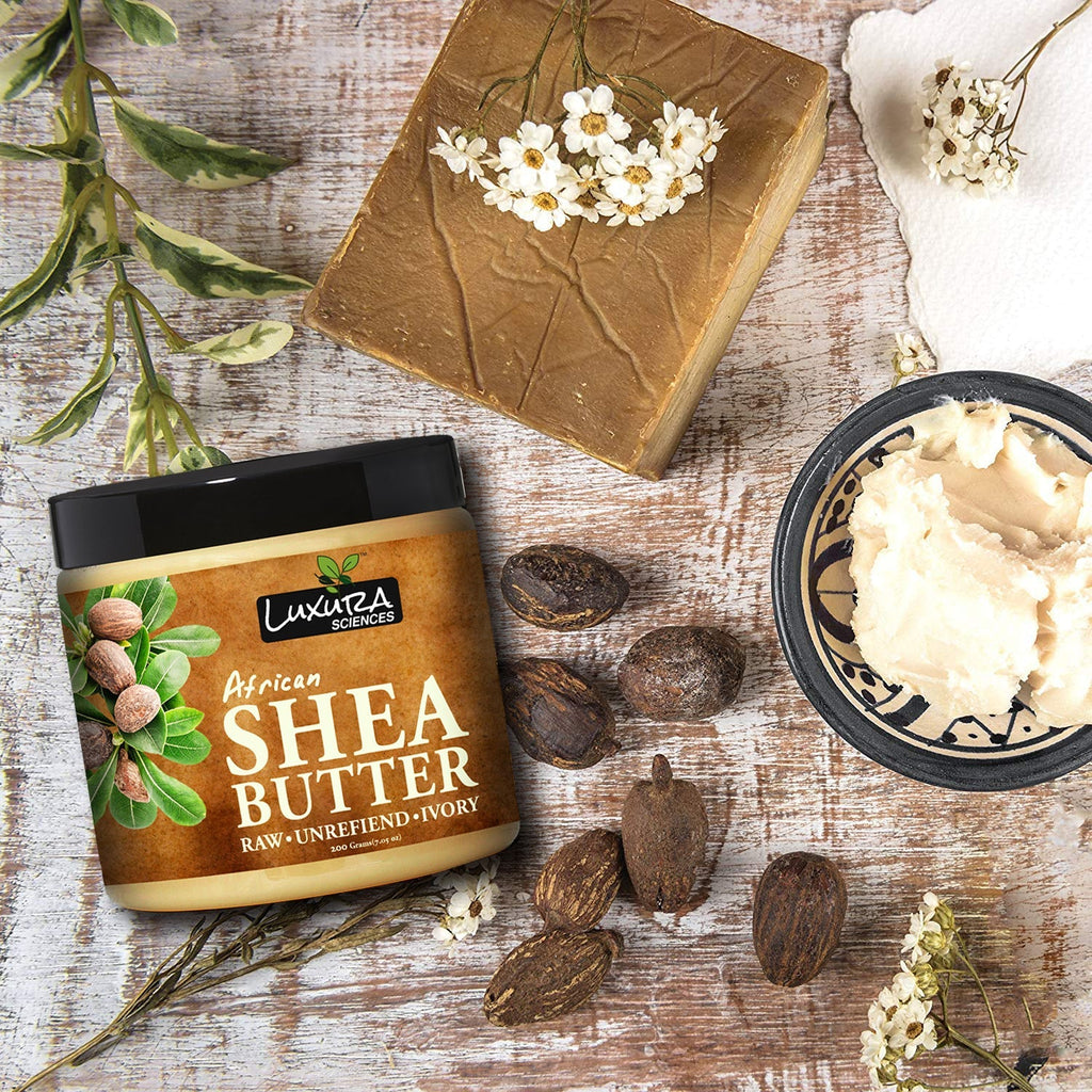 Luxura Sciences African Raw Shea Butter Unrefined Organic Ivory for Skin and Body | Grocsy