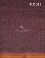 Light Coffee Brown Coloured Discharge Print Semi Chanderi Saree By Gayathri Reddy Designer Studio | Grocsy