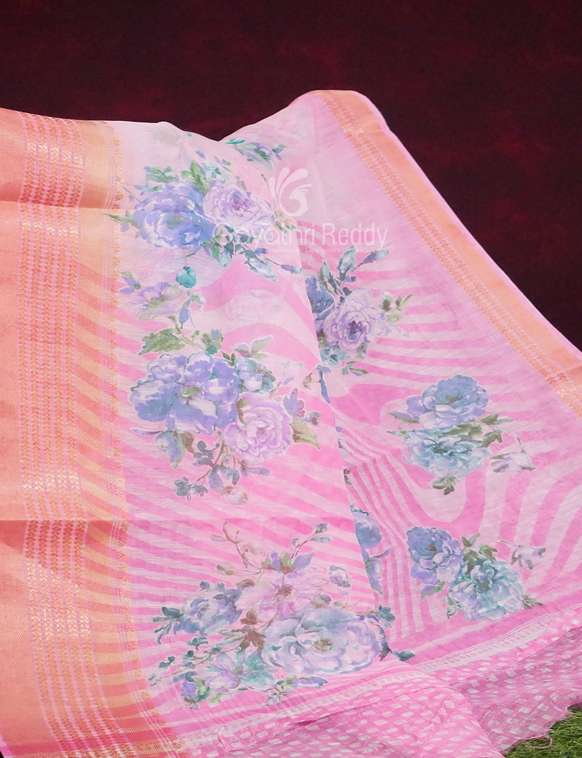 Shades of Baby Pink Colour Printed Semi Chanderi Saree By Gayathri Reddy Designer Studio | Grocsy