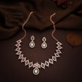 Tehzeeb Creations Sea Green Colour Ad Studded Necklace Jewellery Set With Matching Earrings For Women And Girls | Grocsy