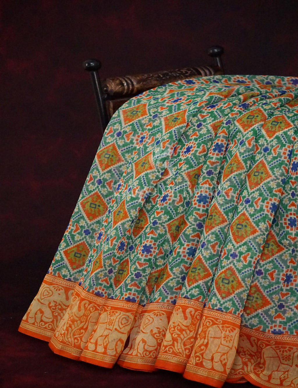 Sea Green Colour All Over Print Semi Chanderi Saree By Gayathri Reddy Designer Studio | Grocsy