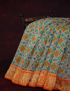 Sea Green Colour All Over Print Semi Chanderi Saree By Gayathri Reddy Designer Studio | Grocsy