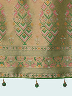 Monjolika Fashion Light Pink Color Banarasi Tissue Silk Paithani Woven Saree | Grocsy