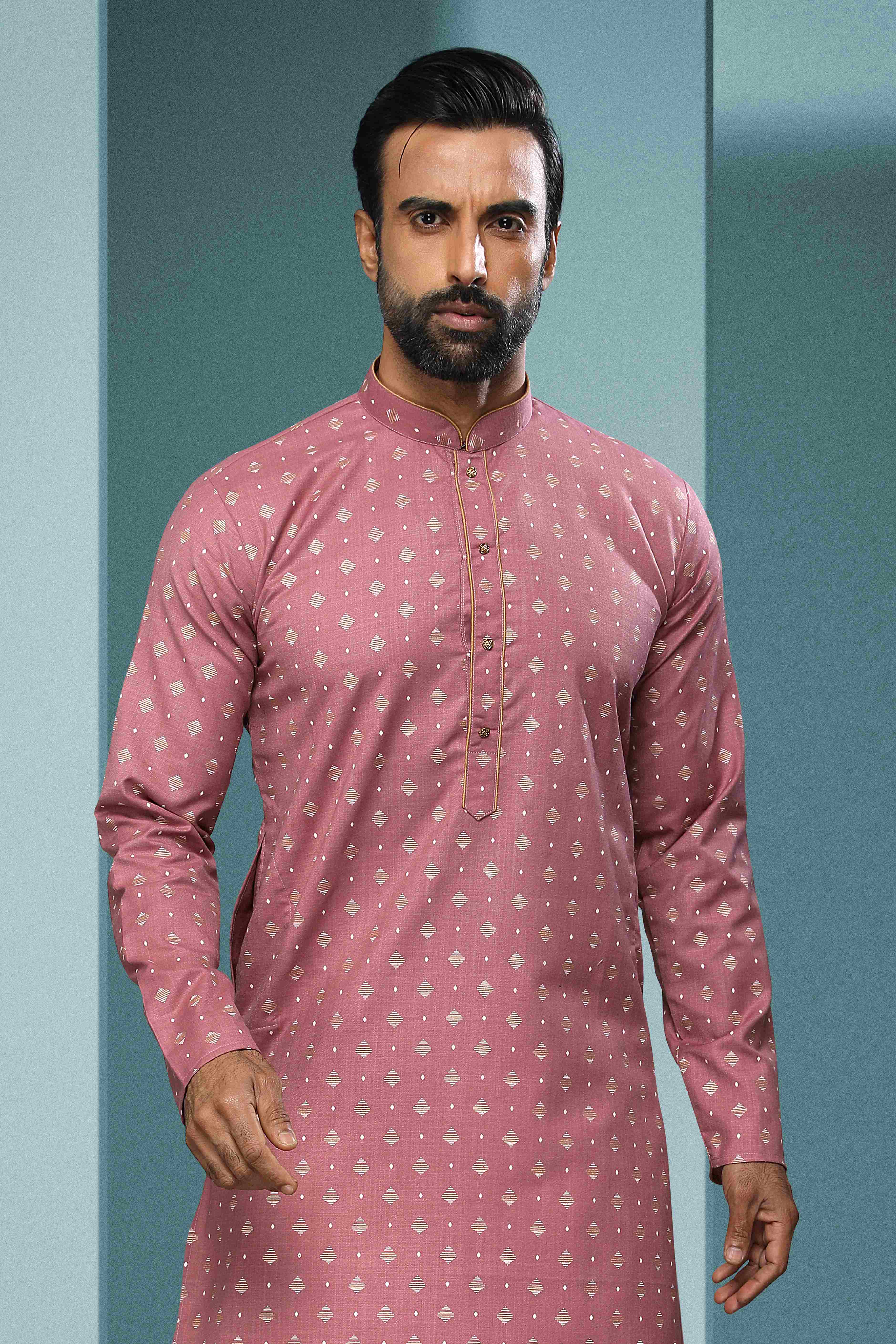 Raivat Ethnic Cotton Digital Print Kurta Pajama In Dark Pink Colour | Grocsy