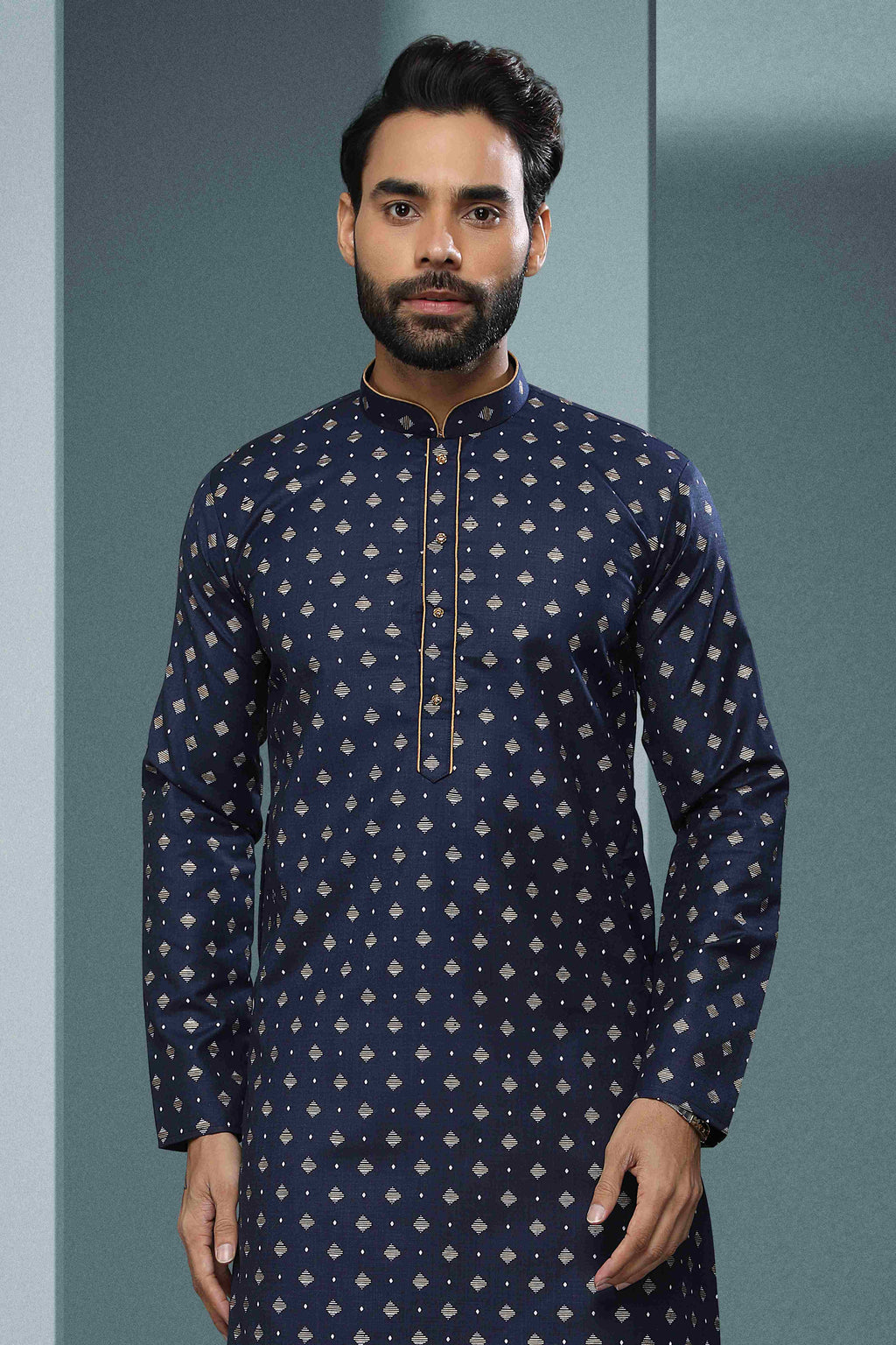 Raivat Ethnic Cotton Digital Print Kurta Pajama In Blue Colour | Grocsy