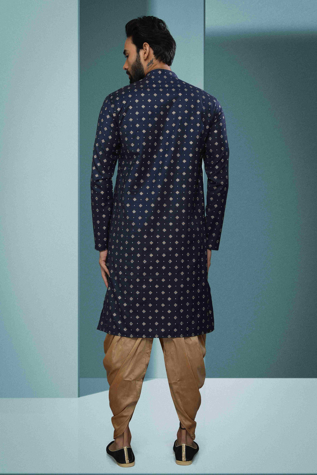 Raivat Ethnic Cotton Digital Print Kurta Pajama In Blue Colour | Grocsy