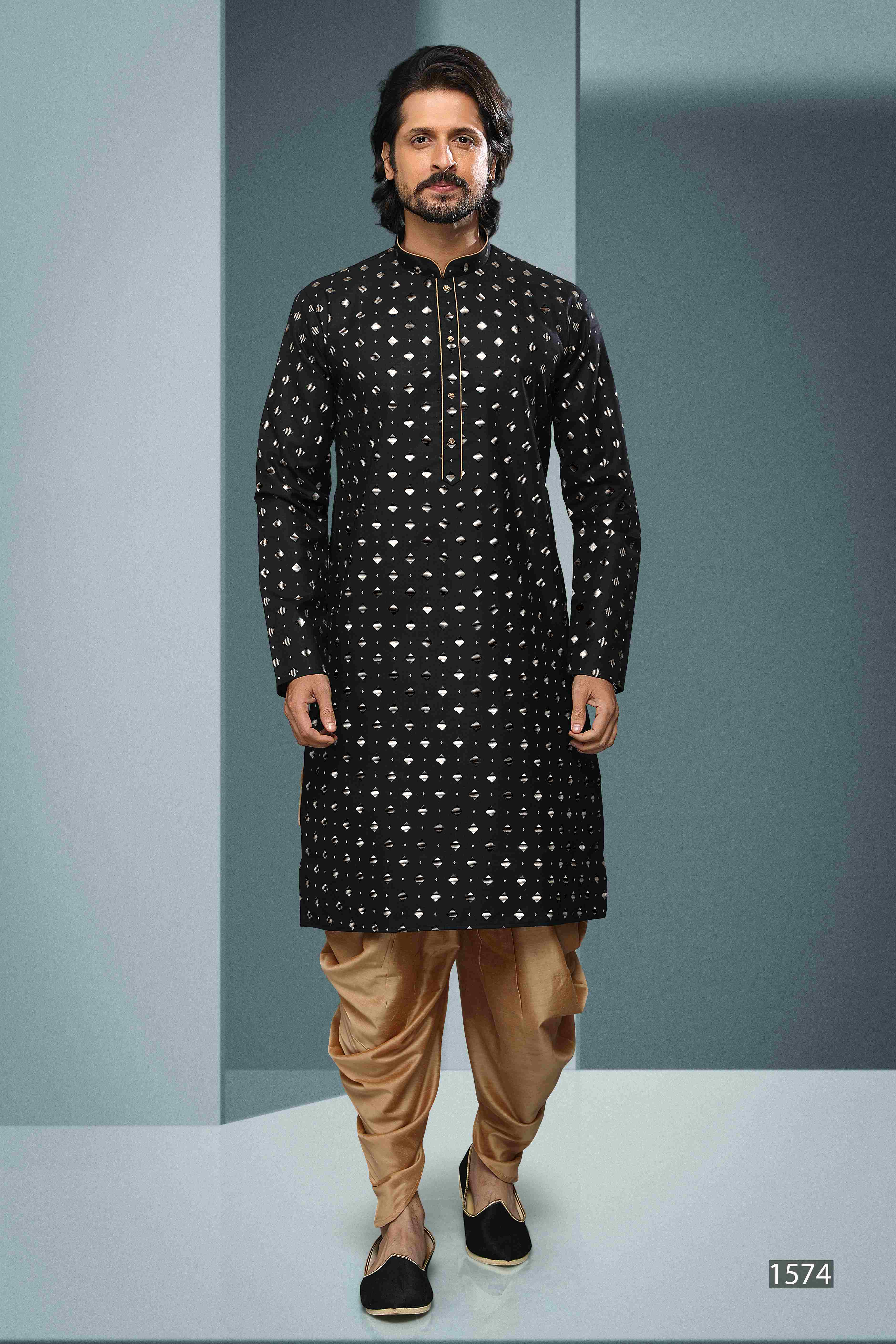 Raivat Ethnic Cotton Digital Print Kurta Pajama In Black Colour | Grocsy