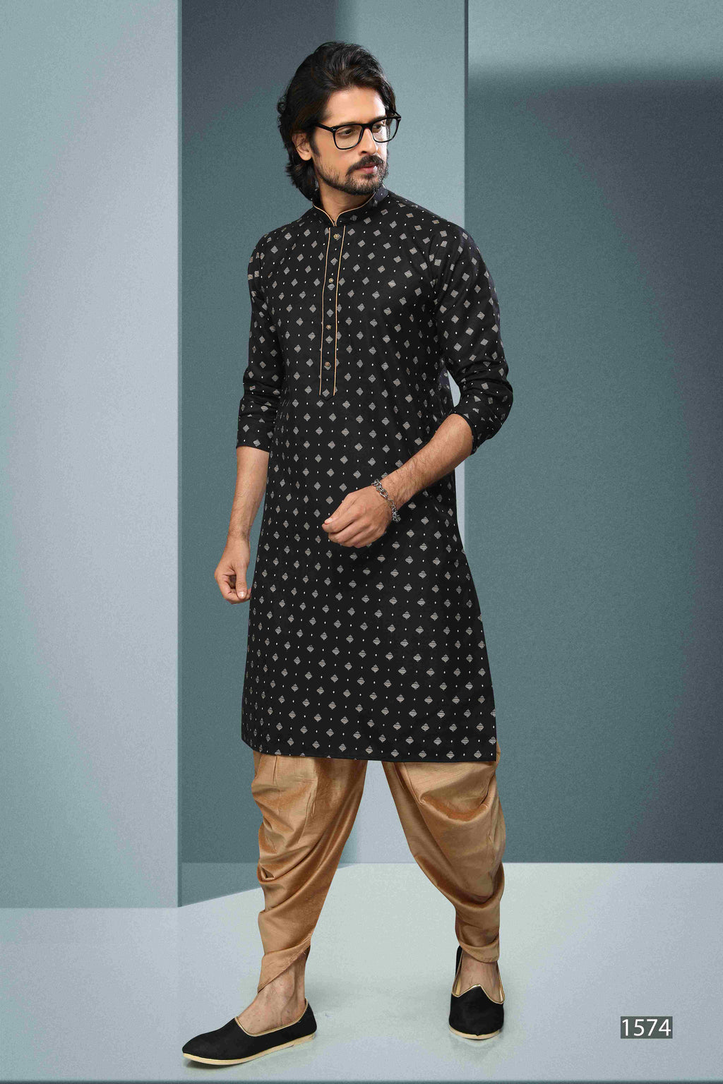 Raivat Ethnic Cotton Digital Print Kurta Pajama In Black Colour | Grocsy