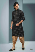 Raivat Ethnic Cotton Digital Print Kurta Pajama In Black Colour | Grocsy