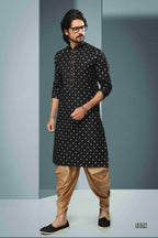 Raivat Ethnic Cotton Digital Print Kurta Pajama In Black Colour | Grocsy
