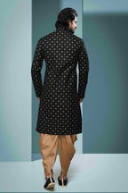 Raivat Ethnic Cotton Digital Print Kurta Pajama In Black Colour | Grocsy