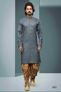 Raivat Ethnic Cotton Digital Print Mirror Work Kurta Pajama In Grey Colour | Grocsy