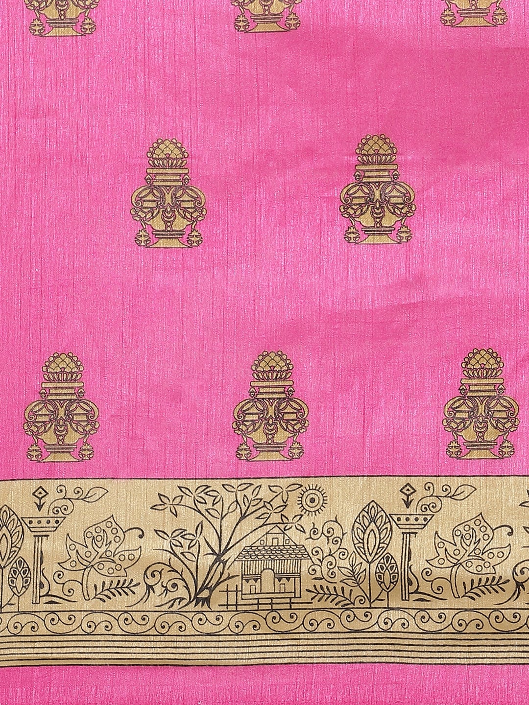 Saree Mall Pink & Beige Printed Saree | Grocsy