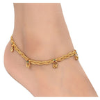 AanyaCentric Gold-Polished Traditional Anklets Payal - Classic and Stylish for Women and Girls | Grocsy