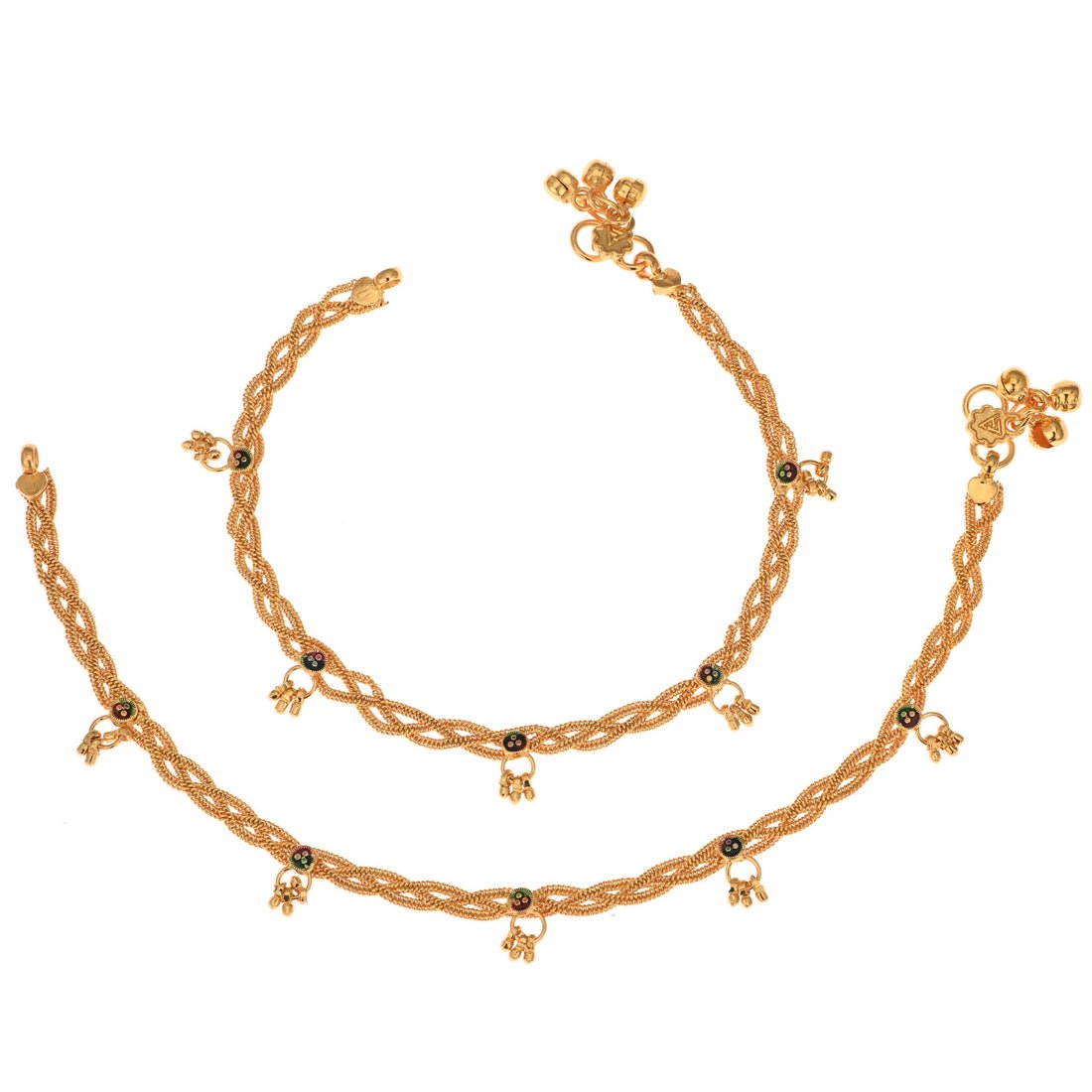 AanyaCentric Gold-Polished Traditional Anklets Payal - Classic and Stylish for Women and Girls | Grocsy