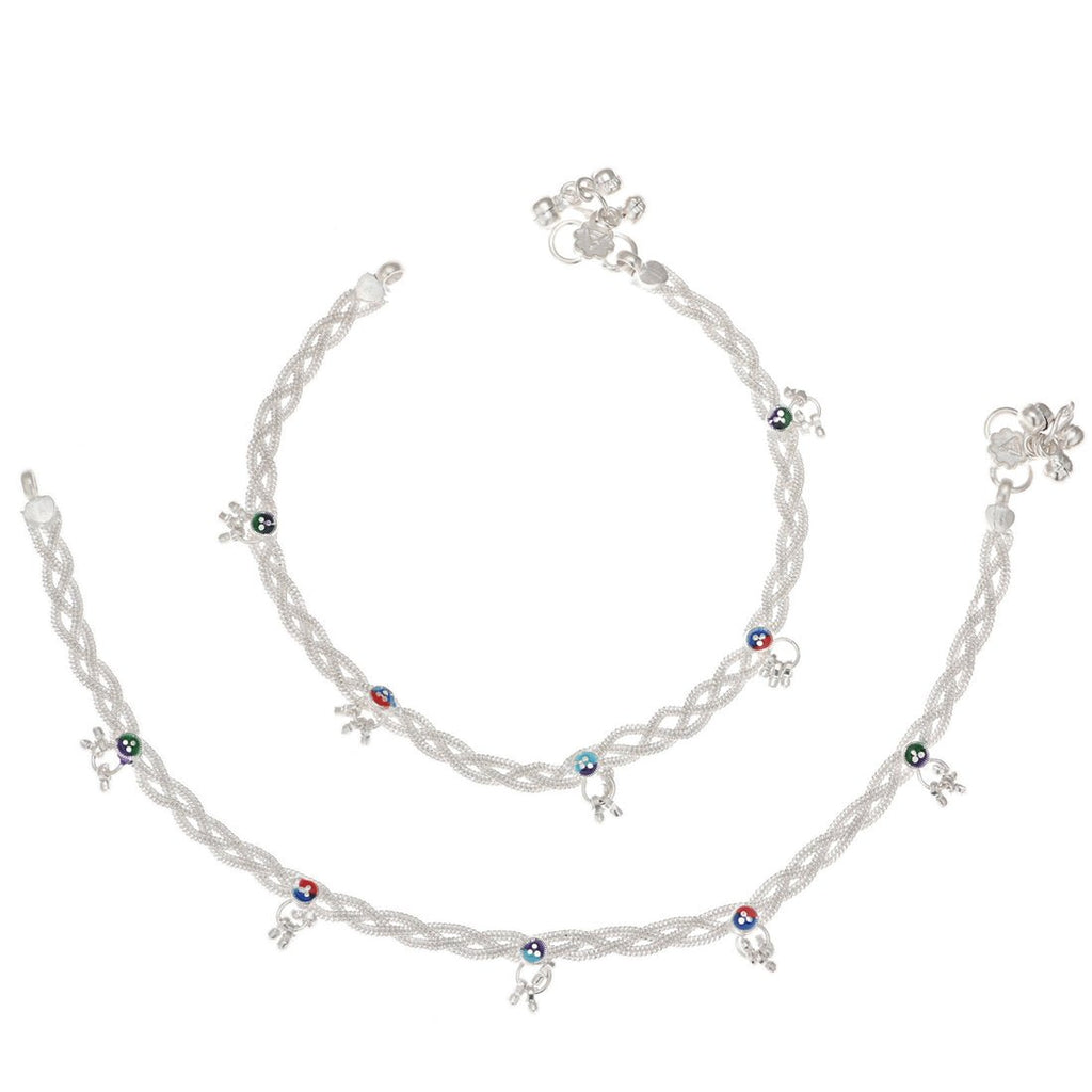 AanyaCentric Silver Plated Traditional Anklets Payal - Classic and Stylish for Women and Girls | Grocsy