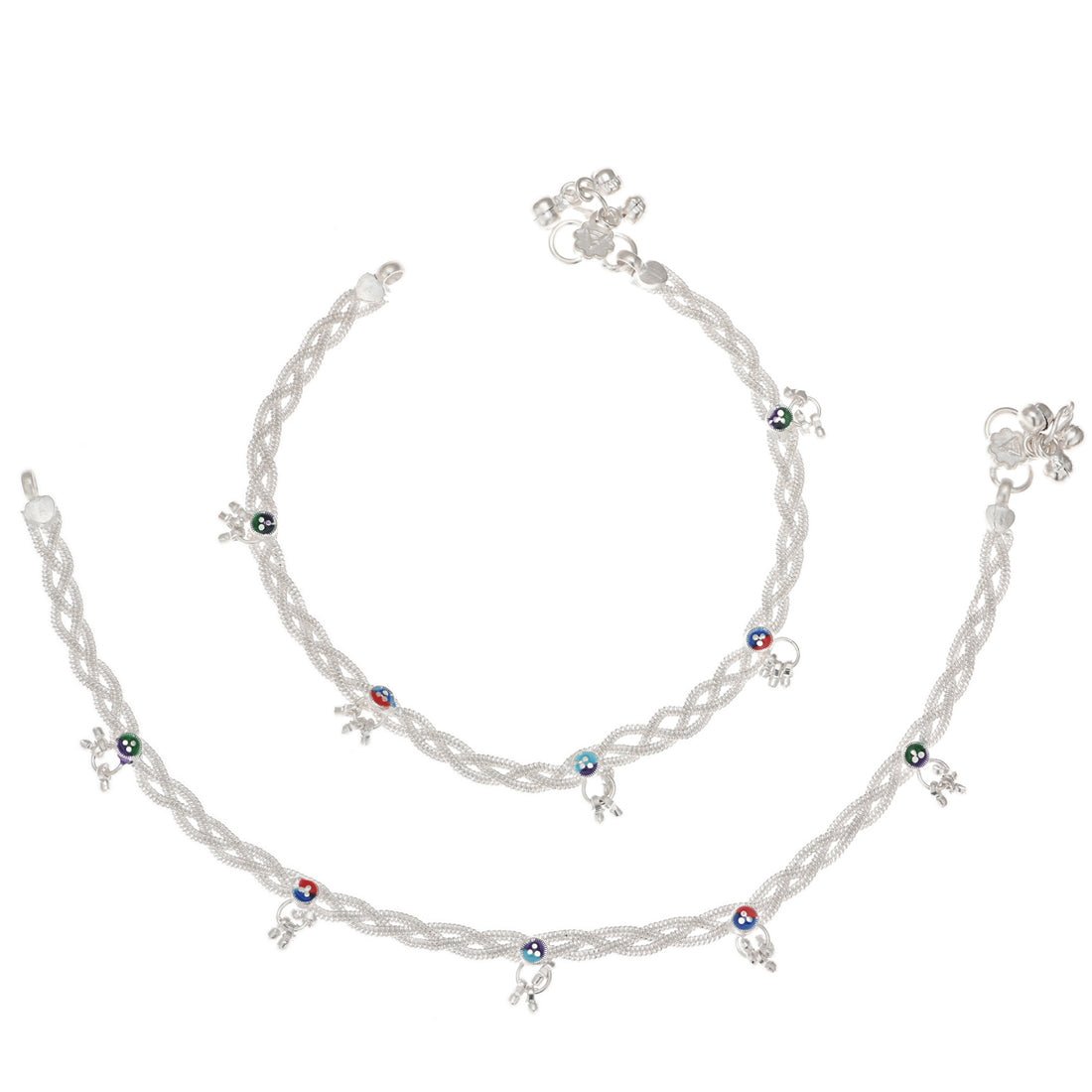 AanyaCentric Silver Plated Traditional Anklets Payal - Classic and Stylish for Women and Girls | Grocsy