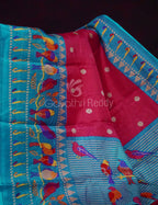 Rani Pink And Blue Printed Semi Soft Silk Kota Saree By Gayathri Reddy Designer Studio | Grocsy