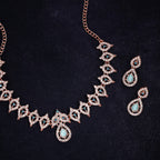 Tehzeeb Creations Sky Blue Colour Ad Studded Necklace Jewellery Set With Matching Earrings For Women And Girls | Grocsy