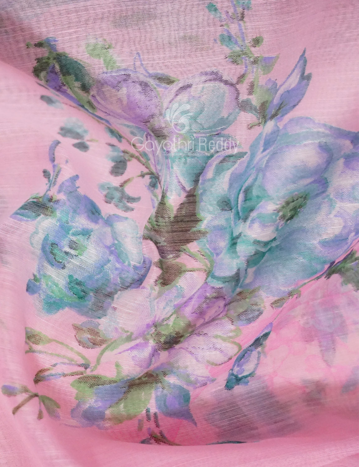 Shades of Baby Pink Colour Printed Semi Chanderi Saree By Gayathri Reddy Designer Studio | Grocsy