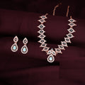 Tehzeeb Creations Sky Blue Colour Ad Studded Necklace Jewellery Set With Matching Earrings For Women And Girls | Grocsy