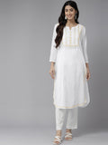 ADA Ethnic Motifs Embroidered Chikankari White Romance Kurta | Grocsy